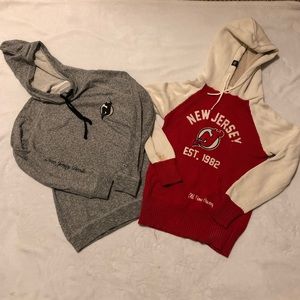 Lot of 2 NJ Devils Old Time Hockey Hoodie Sweaters